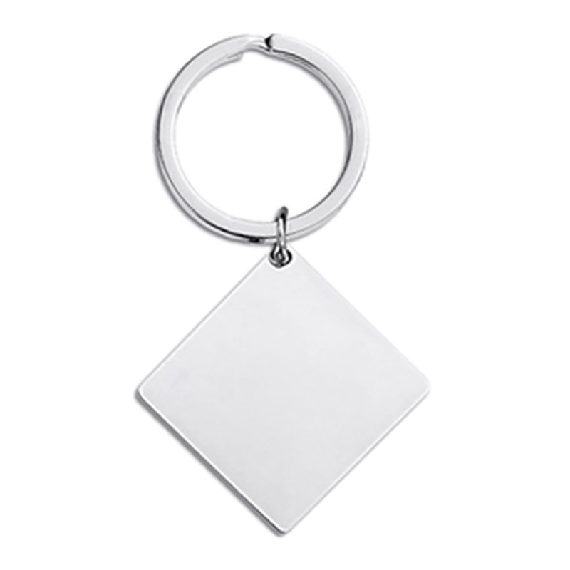 Blank Square Stainless Steel Keychain 30x30mm DIY Laser Logo Keyring