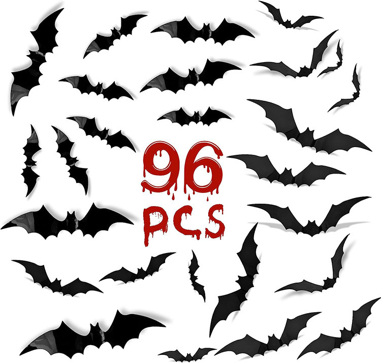 Halloween Decorations 3D Bats 96 Pcs Halloween Decorations Outdoor Indoor Halloween Decor Wall Decal Stickers