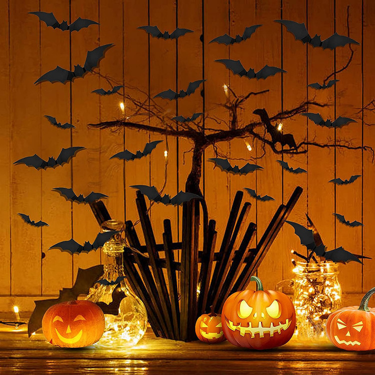 Halloween Decorations 3D Bats 96 Pcs Halloween Decorations Outdoor Indoor Halloween Decor Wall Decal Stickers