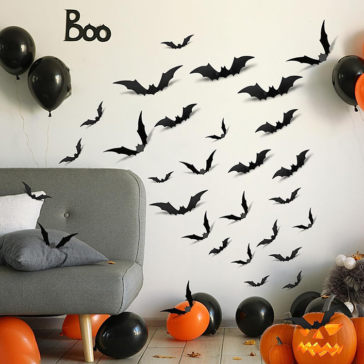 Halloween Decorations 3D Bats 96 Pcs Halloween Decorations Outdoor Indoor Halloween Decor Wall Decal Stickers