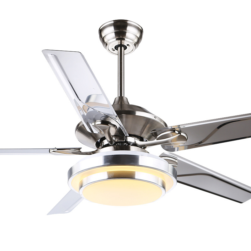 High Quality 220V 52 Inch Decoration Modern Stainless Steel Chandelier Lighting Ceiling Fan With Light