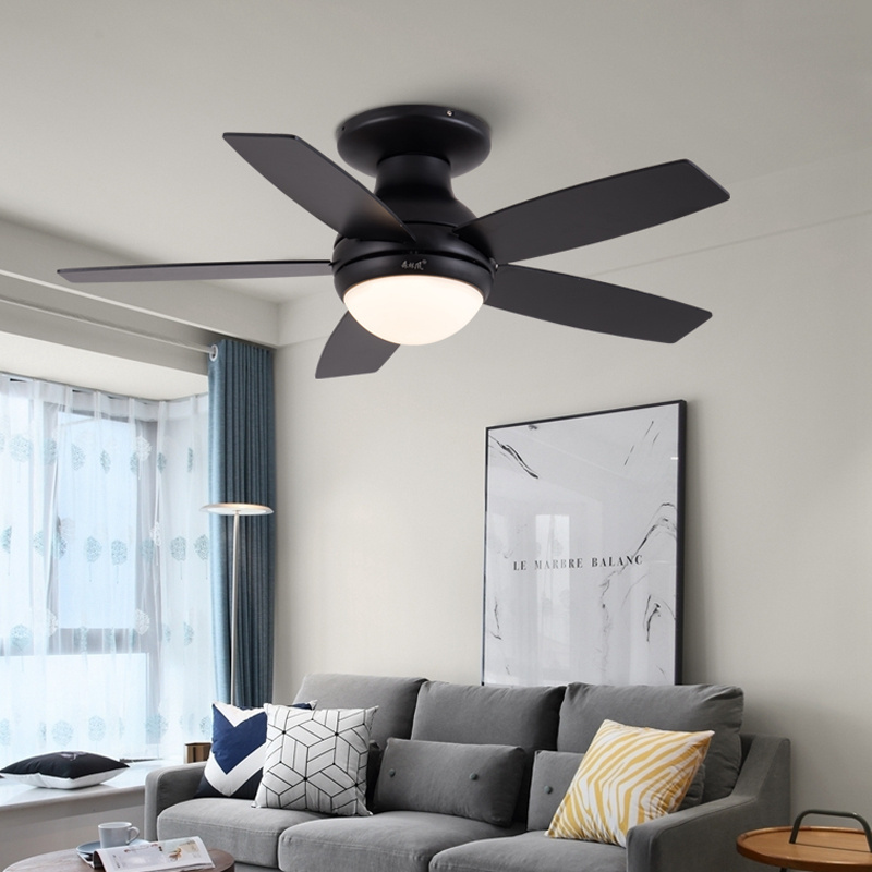 High Quality 48 Inch 5 Wooden Blades Ceiling Fan With Led light Kit 220V For Bedroom Living Room Fan