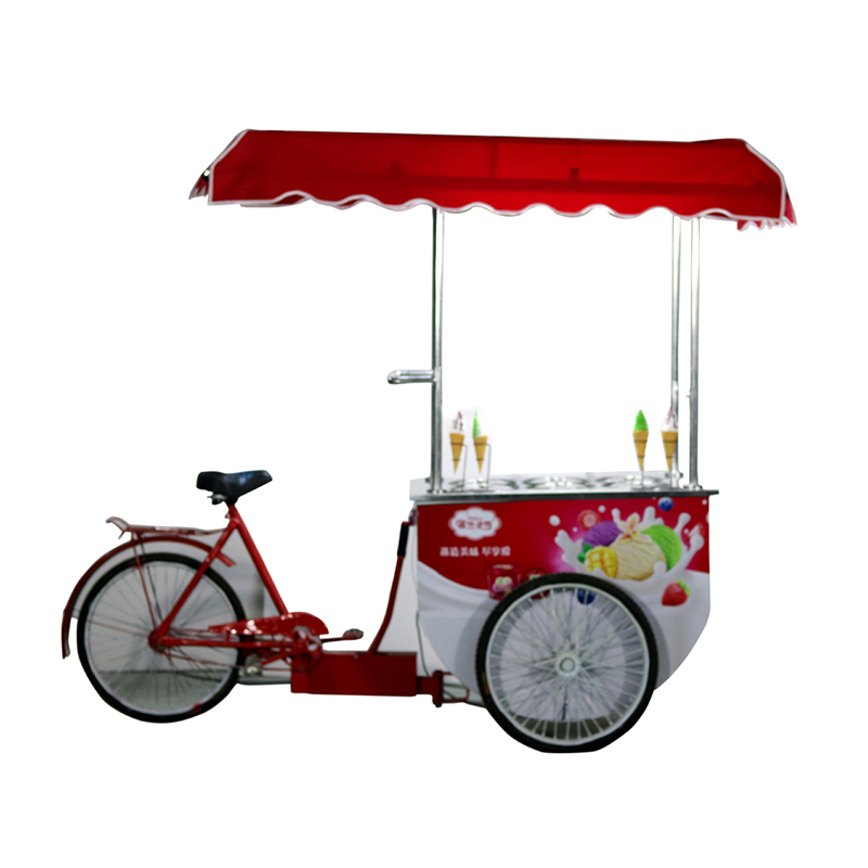 Bicycle Freezer Ice Cream Food Push Bike Cart Wheels With Umbrella For Sale