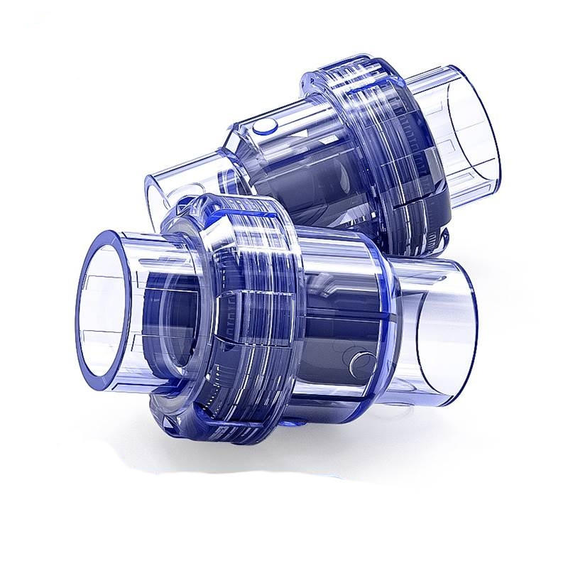 High Quality Transparent Clear UPVC Single Union Non Return Check Valve Aquarium Fish Tank PVC Ball Check Valve