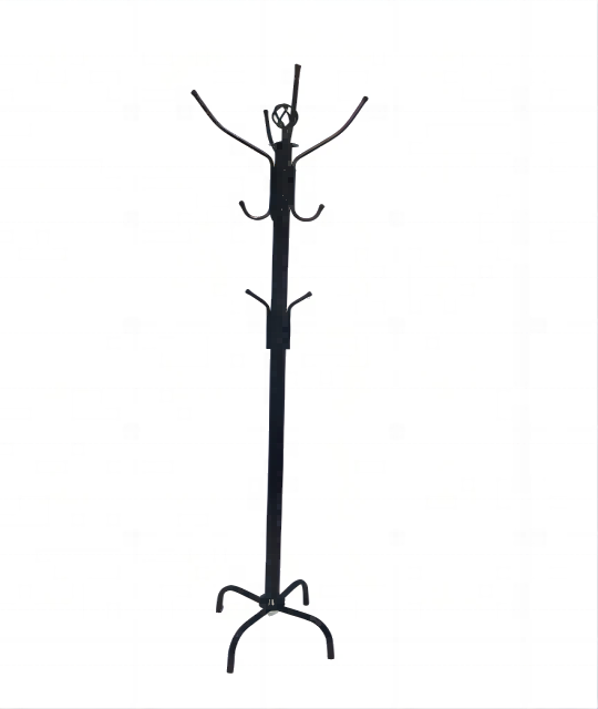 8 HOOKS Black Finish Metal 2-Tier Coat Rack Hat Purse Display hanger Standing Hall Tree