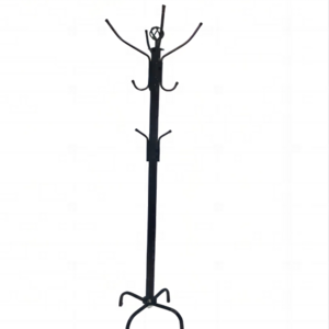 8 HOOKS Black Finish Metal 2-Tier Coat Rack Hat Purse Display hanger Standing Hall Tree