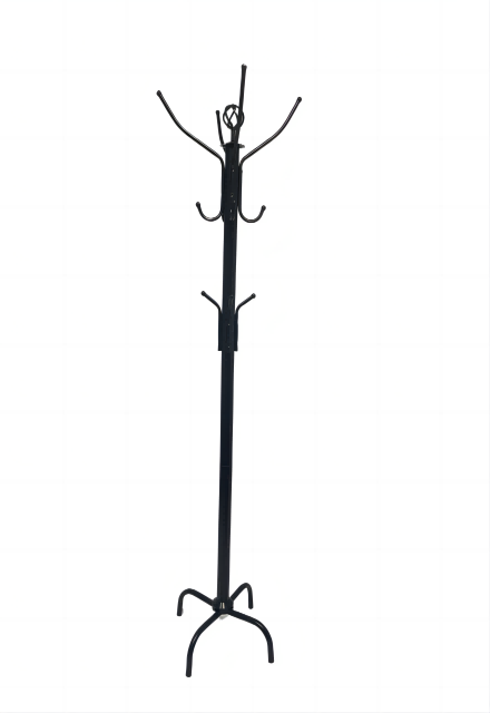 8 HOOKS Black Finish Metal 2-Tier Coat Rack Hat Purse Display hanger Standing Hall Tree