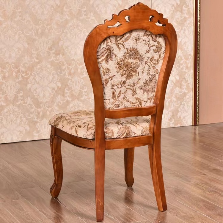 Wholesale Fabric Velvet Upholstered Seating Crown Antique Hand Carved Wooden Chair