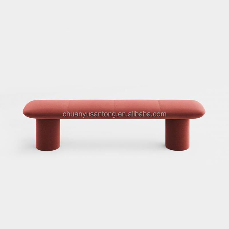 Modern velvet teddy fabric leisure sofa bench chair ottoman bed end stool long chair lamb wool boucle ottoman shoe stool chair