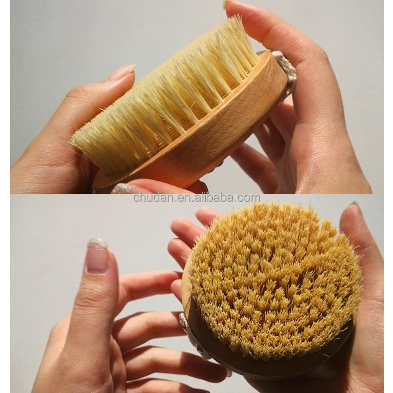 cactus Bath Brush Back Exfoliation Cellulite Scrubber vegan shower brush Massage Wooden Dry Brush