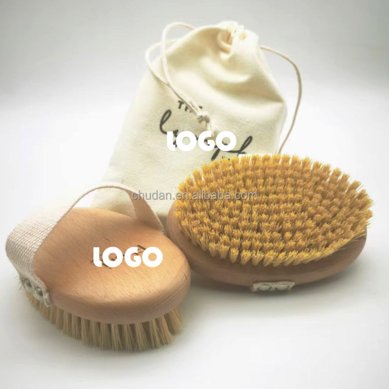 Sisal Fiber Brush Vegan Hair Bath Brush Shower Exfoliating Scrubber Massage Wooden Dry Body Vegan Brush