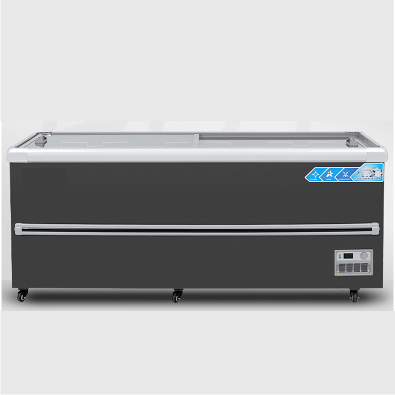 supermarket Frozen meat and fish display island fridge Freezer, Commercial Display Chest Freezer for fish meat frozen food