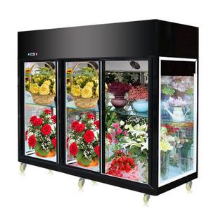 High quality supermarket flower fresh keeping refrigeration/Transparent flower display cooler flower fridge