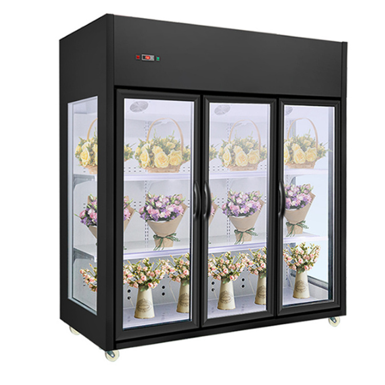 High quality supermarket flower fresh keeping refrigeration/Transparent flower display cooler flower fridge