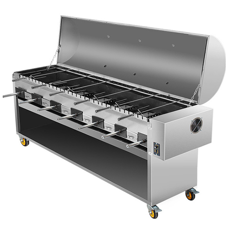 Customized spit roasting a pig commercial smokeless russian bbq grill for restaurant