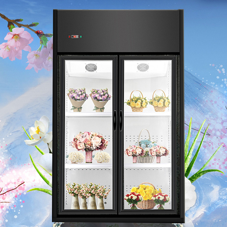 High quality supermarket flower fresh keeping refrigeration/Transparent flower display cooler flower fridge