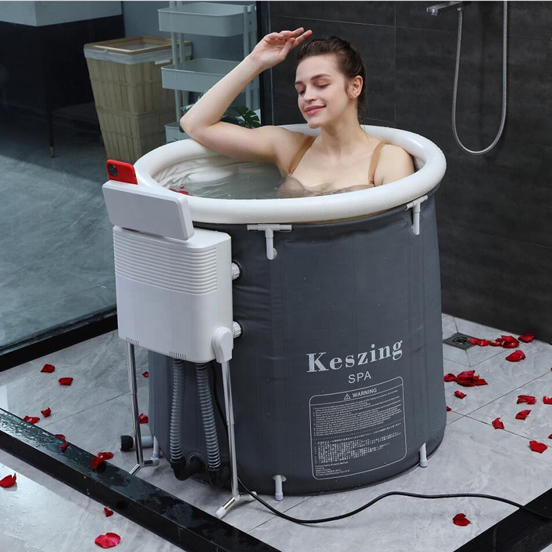 New Arrival PVC Plastic Spa Bathing Tub Free Stand Folding Spa Sauna Bath Tub For Adults With Heater Machine