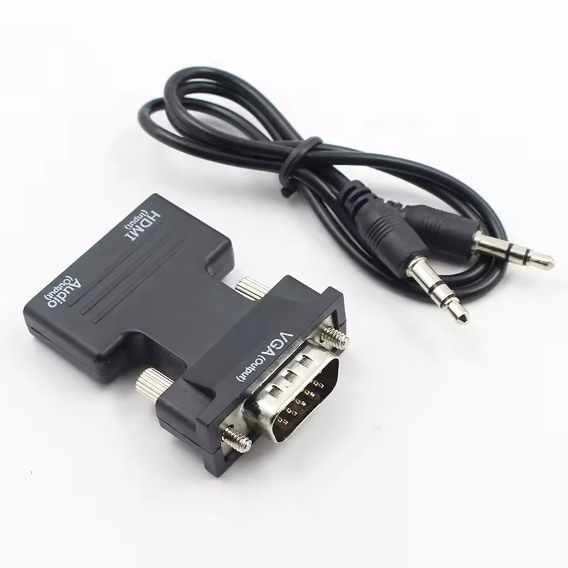 HDTV Female to VGA Male Converter with 3.5mm AUX Audio Cable Adapter 1080P Video for PC Laptop TV Monitor Projector