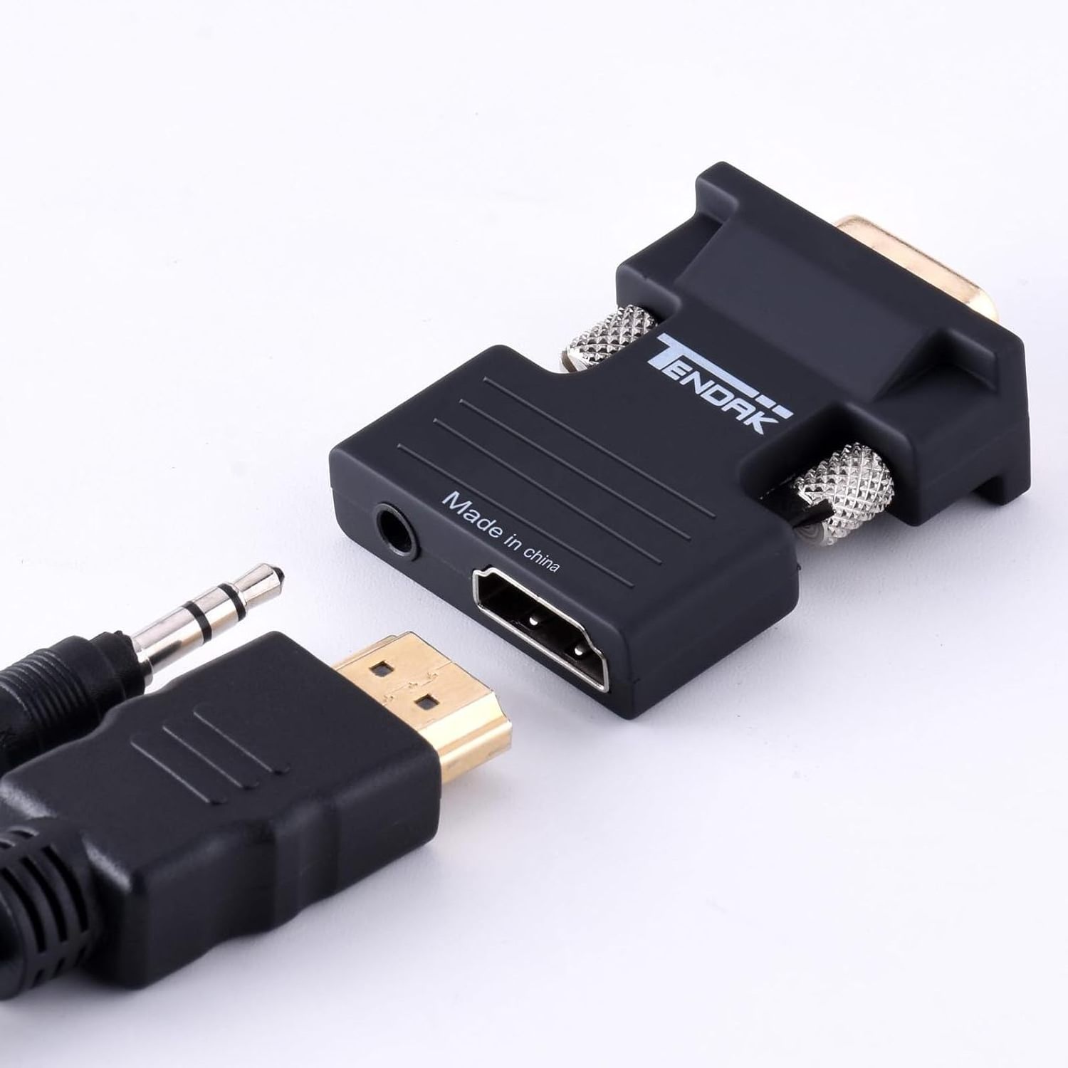 HDTV Female to VGA Male Converter with 3.5mm AUX Audio Cable Adapter 1080P Video for PC Laptop TV Monitor Projector