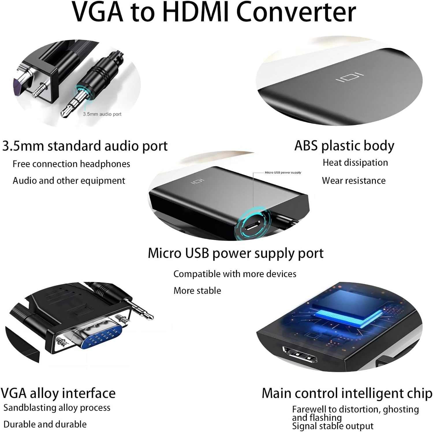 1080P VGA To HDTV Cable Converter Adapter With Audio Power USB Cable In Audio&Video Cables VGA input HDTV output