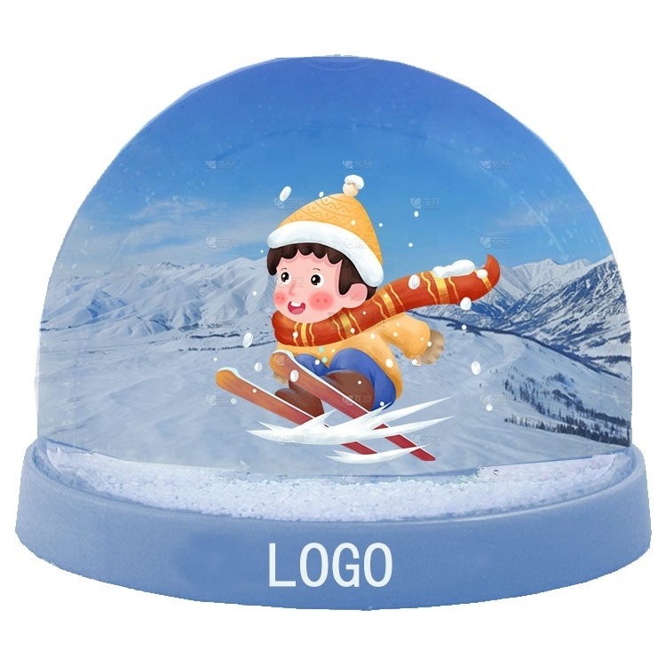 Premium Quality Custom Snow Globe High Quality Plastic Snow Dome with Landscape Christmas Snow Ball and Plastic Cards