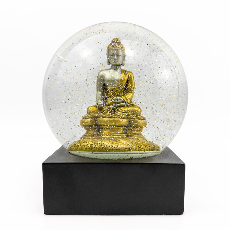 3D Resin Craft of Buddha Artificial Snow Globe Decoration Religious Souvenir for Christmas Home Decoration Water Globe