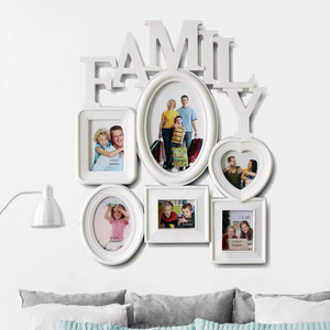 High Quality 3D Plastic Family Photo Frame Artistic Home Decoration Wooden Wall Stickers for Baby's Living Room Decor