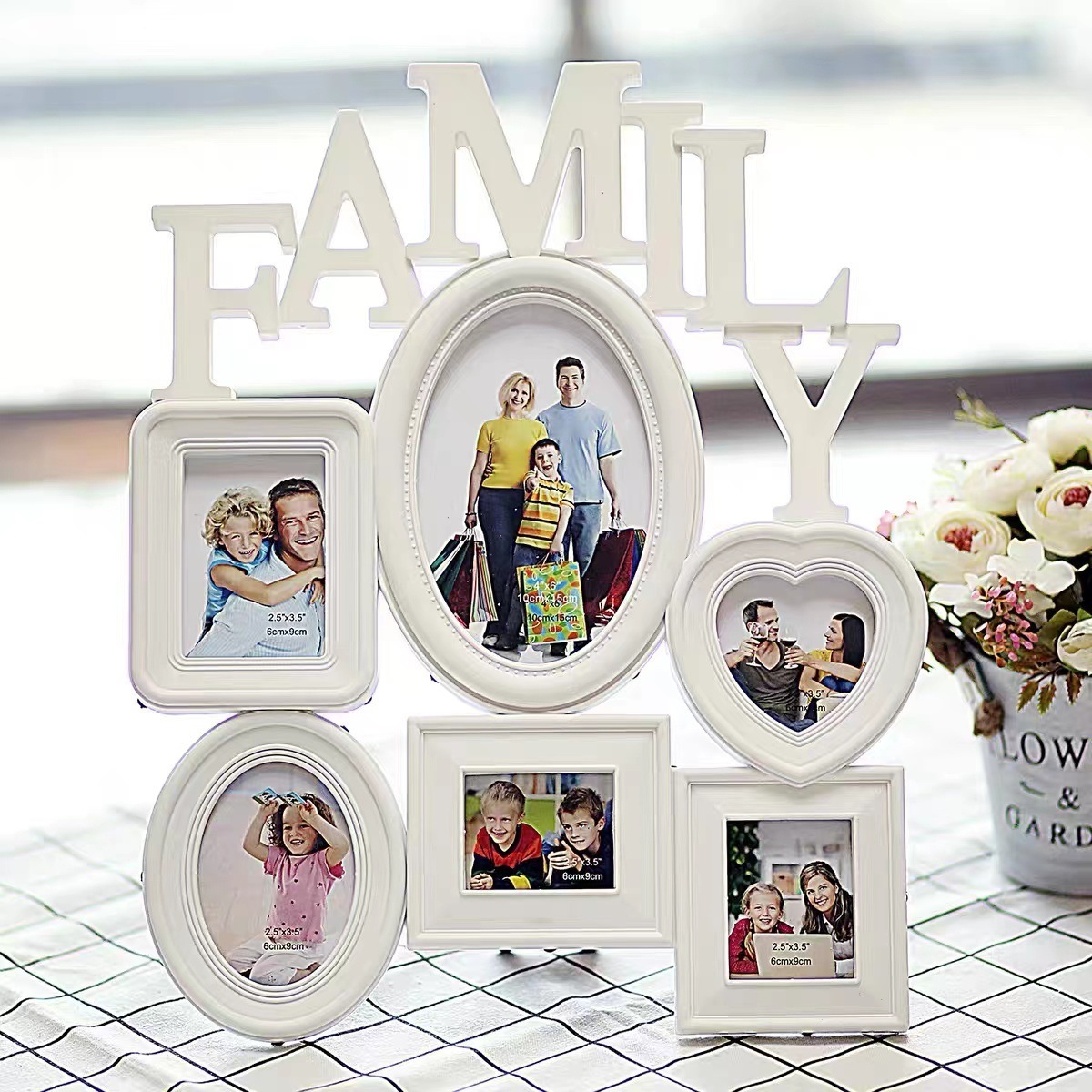 High Quality 3D Plastic Family Photo Frame Artistic Home Decoration Wooden Wall Stickers for Baby's Living Room Decor