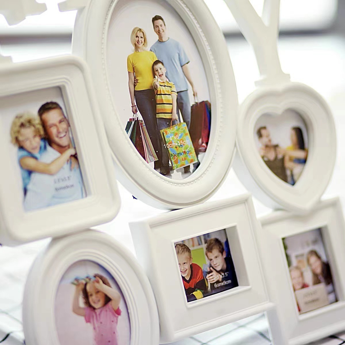 High Quality 3D Plastic Family Photo Frame Artistic Home Decoration Wooden Wall Stickers for Baby's Living Room Decor