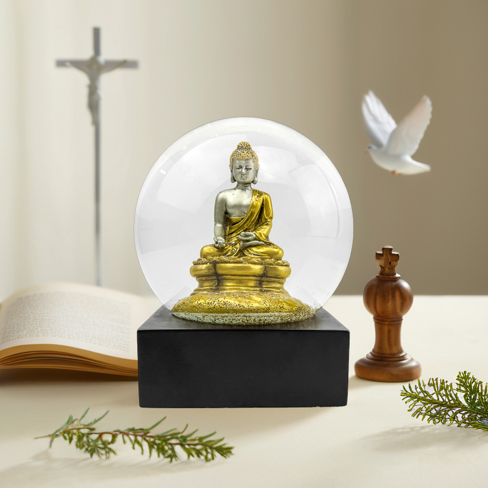 Custom Religious Belief Snow Globe Souvenir Artificial Buddha Model Resin Material for Home Decoration and Gifts for Christmas