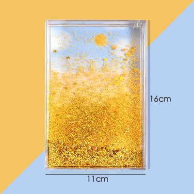 4x6 Gold Transparent Glitter Liquid Acrylic Plastic Photo Frame for Wholesale