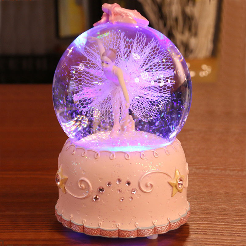 Trendy Design Cartoon Resin Ballerina Figurine High Quality Artificial Snow Globe for Home Decoration and Christmas Gifts