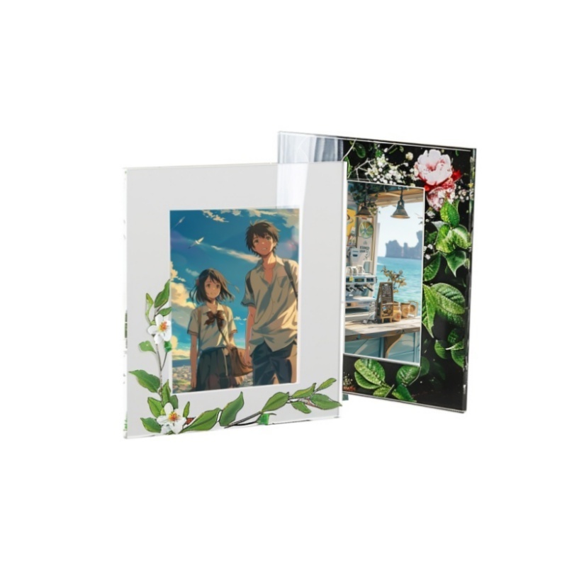 High Quality Unique 5x7 Acrylic Plastic Photo Frame with UV Printed Paper Back Wholesale Photo Holder Frame