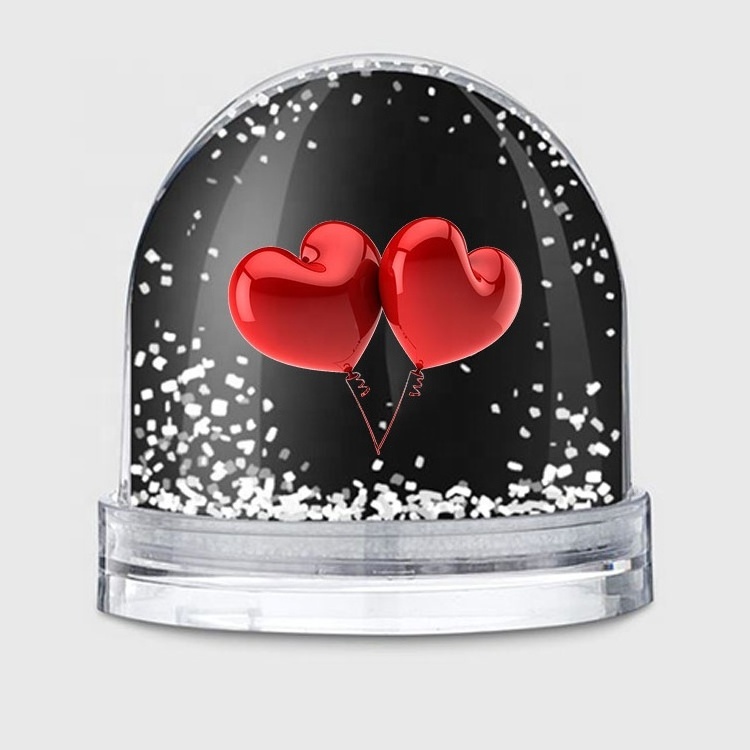 Valentine's Day Gift Sublimation Plastic Photo Frame Glitter Snow Globe and Water Snow Ball Frame Marco de Fotos