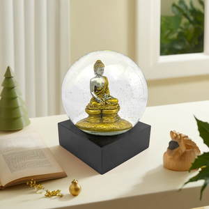 3D Resin Craft of Buddha Artificial Snow Globe Decoration Religious Souvenir for Christmas Home Decoration Water Globe