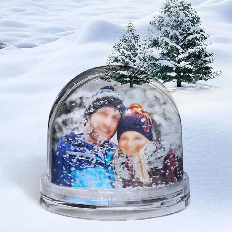 Valentine's Day Gift Sublimation Plastic Photo Frame Glitter Snow Globe and Water Snow Ball Frame Marco de Fotos