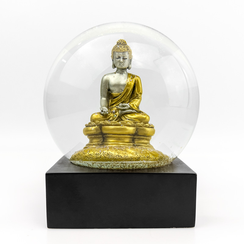 3D Resin Craft of Buddha Artificial Snow Globe Decoration Religious Souvenir for Christmas Home Decoration Water Globe