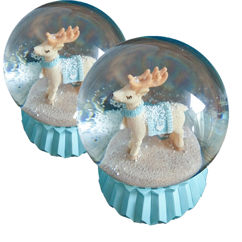 Cartoon Style Water Globes Artificial Resin Snowglobe with Fairy Character Glass Music Snow Globe for Home Decoration