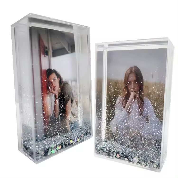 Factory Direct Memory Recording 2x3 Mini Size Instax Liquid Glitter Picture Photo Frame with Water