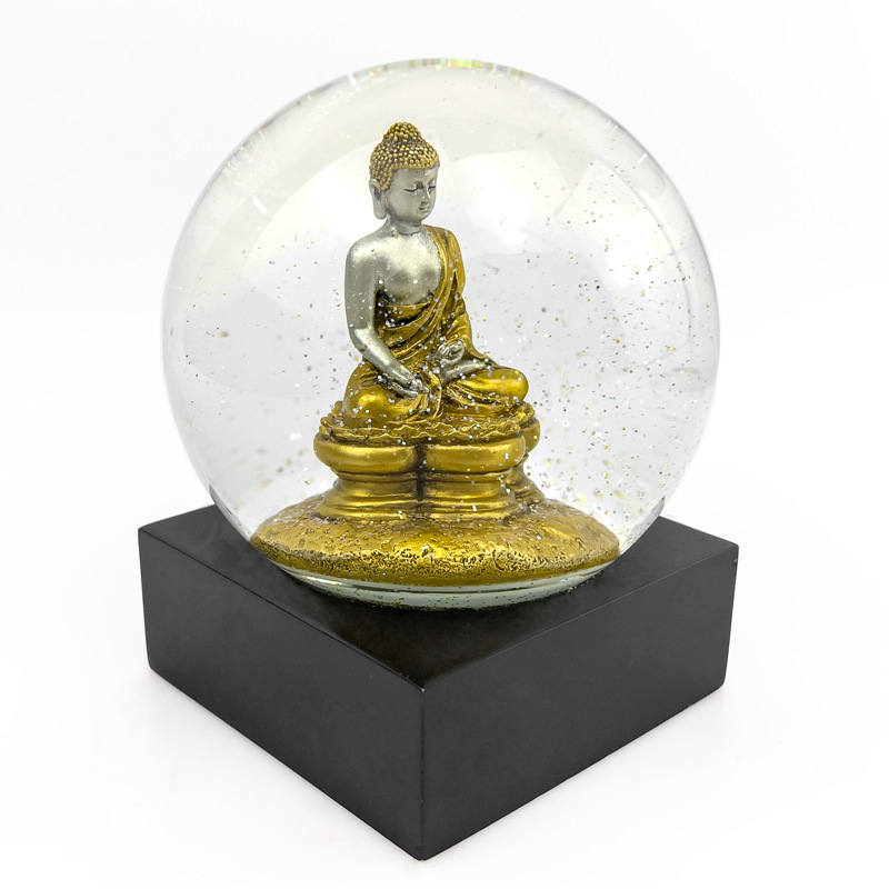 Custom Religious Belief Snow Globe Souvenir Artificial Buddha Model Resin Material for Home Decoration and Gifts for Christmas