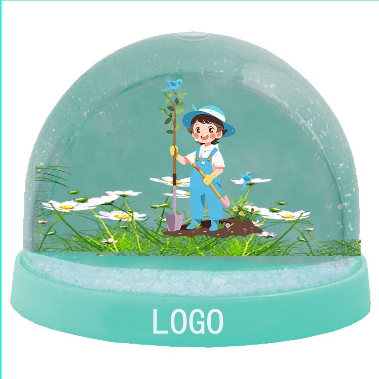 Premium Quality Custom Snow Globe High Quality Plastic Snow Dome with Landscape Christmas Snow Ball and Plastic Cards