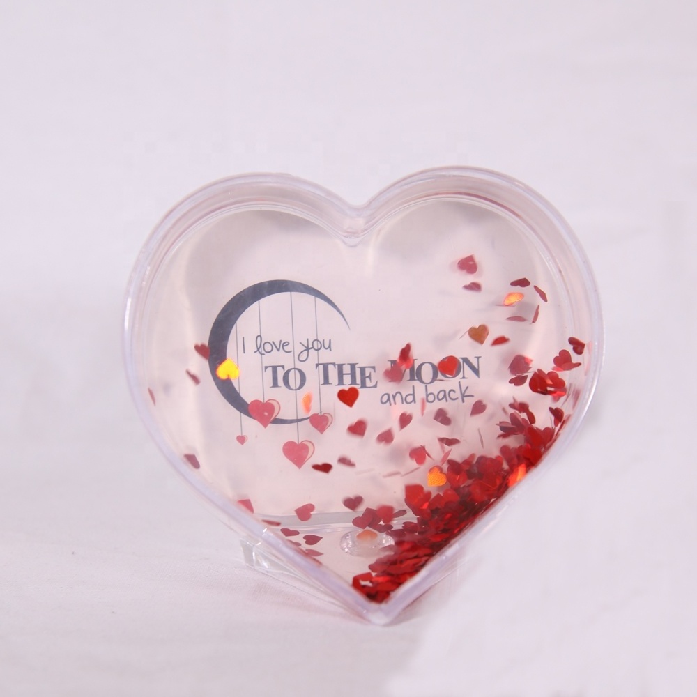 Acrylic Photo Frame with Glitter Plastic 3D Crystal Heart Shaped Frame for Wedding Souvenir Plastic Frames Genre