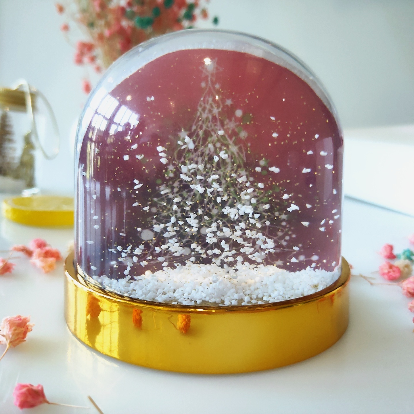 Custom DIY 8.5cm Plastic Photo Inserted Glitter Water Spinning Snow Globe