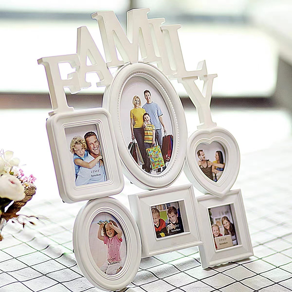 High Quality 3D Plastic Family Photo Frame Artistic Home Decoration Wooden Wall Stickers for Baby's Living Room Decor