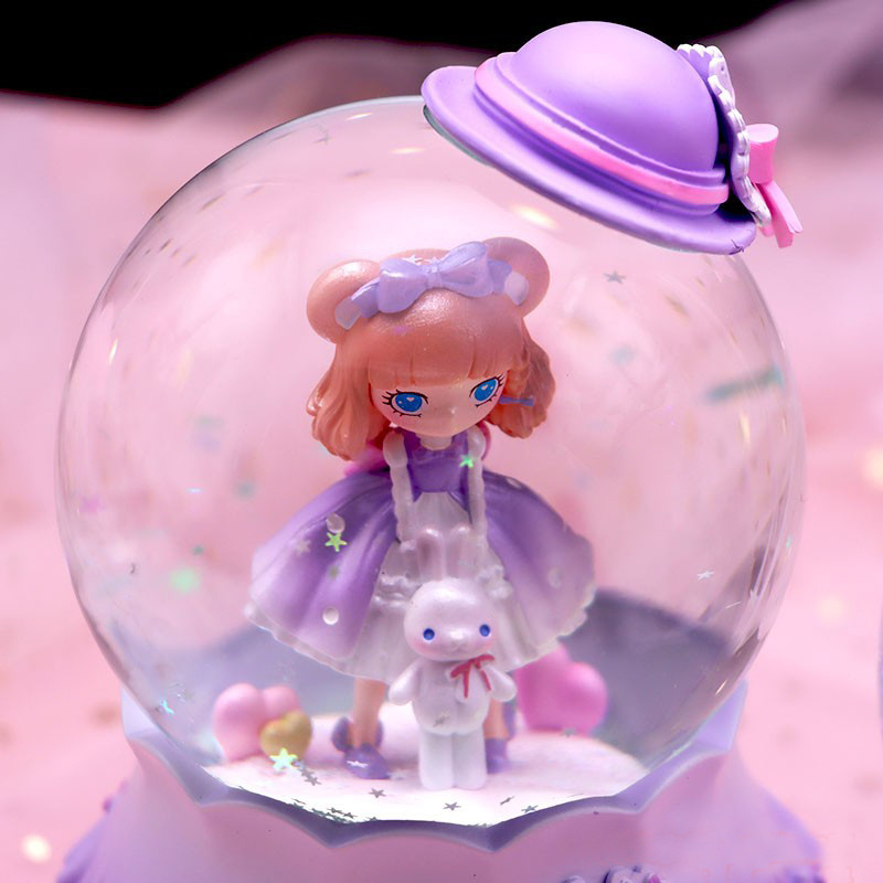 High Quality 120mm Glass Snow Globe with Resin Bear Fairy for Girl Christmas Gift Home Decoration Souvenir Indoor Decoration