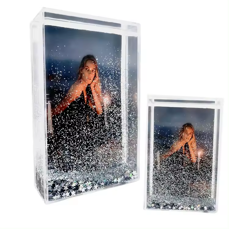 Factory Direct Memory Recording 2x3 Mini Size Instax Liquid Glitter Picture Photo Frame with Water