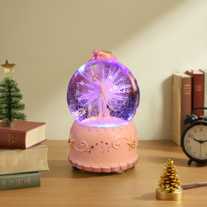 Custom Light Dancing Ballerina Crystal Ball Glass Snow Globe Artificial Resin Water Globe for Home Decoration Christmas Gifts