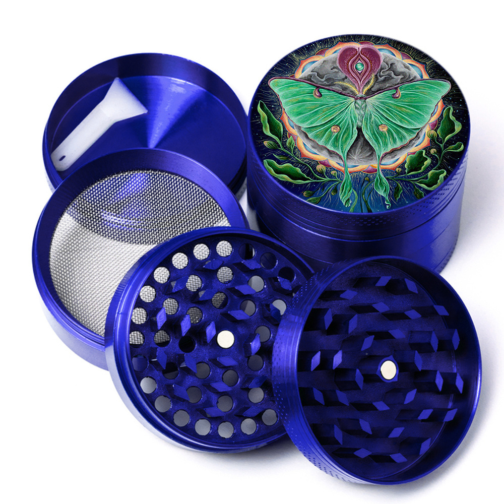 smoke shop wholesale hot selling available smoking products zinc alloy smoking accessories 50mm blue mushroom men herb grinder