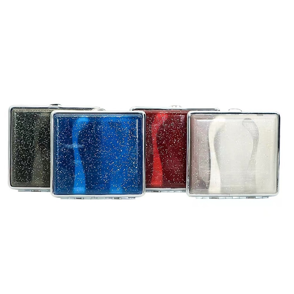 Glitter Metal Custom Design Clear Slim Cigarettes Case For Cigarette Box Pocket  Plastic Waterproof Cigarette Cases 20pcs