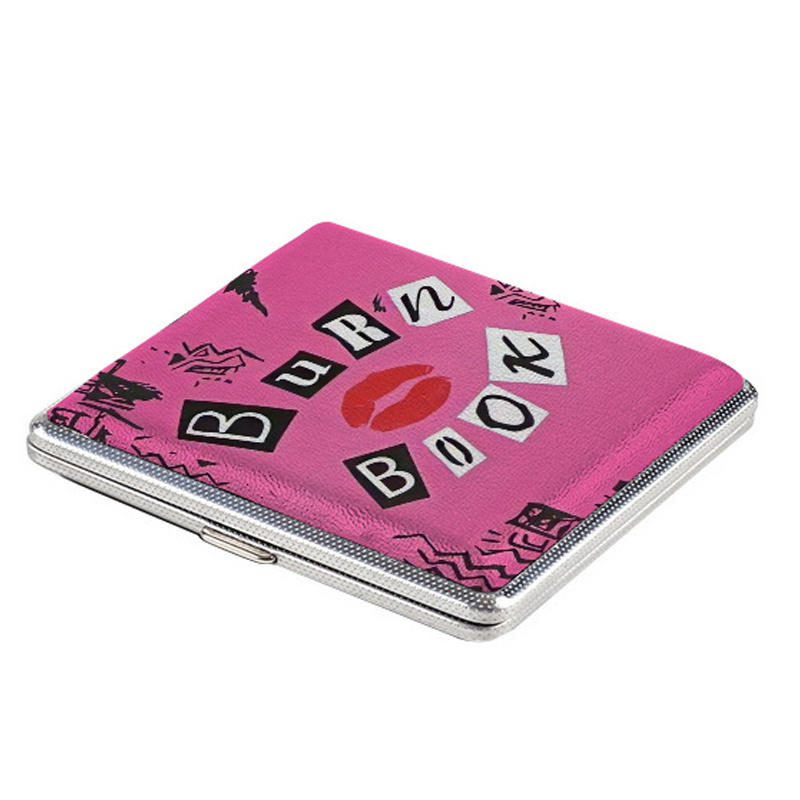 Sweet Red Lip Pattern Women Cigarette Box Case PU Leather Pink Smoke Box Case Hold 20 Sticks Smoking Accessories Custom Logo